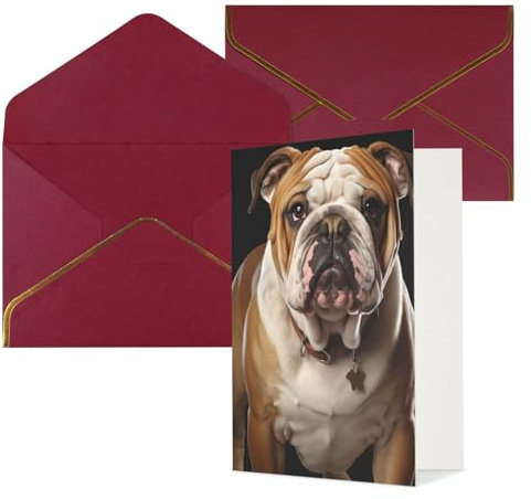 KLOPH Grußkarten mit Umschlägen, Dankeskarten, Englische Bulldogge, niedliche Blanko-Notizkarten, Geburtstagskarte, Muttertagskarte, Hochzeit, Weihnachten, Halloween, alle Anlässe