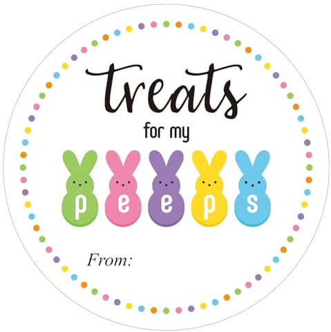 Anwyll Easter Gift Stickers - Happy Easter from Name Stickers 60Pcs 2Inch Easters Bunny Peeps Sticker Self Adhesive Treats for My Peeps Easters Rabbit Sticker for Basket Envelope Seal Card Party Decor