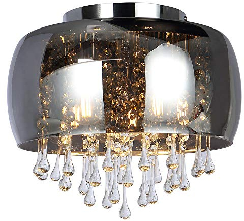 Kristall Decken Lampe rauch Wohn Ess Zimmer Beleuchtung Chrom Leuchte im Set inkl. LED Leuchtmittel