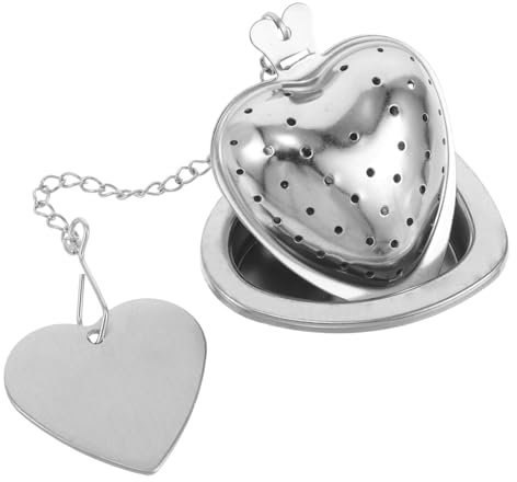 Alipis Stainless Steel Heart Tea Strainer Filter Reusable Tea Leaf Steeper Spices Base Tray