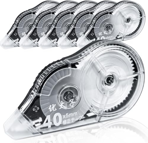 30m Correction Tape Large Capacity - 6Pcs White Correction Tape Roller, 5mm Pocket Mouse Correction Ribbon for School, Smooth Quiet Roll-On, Easy to Use Applicator for Office Supplies