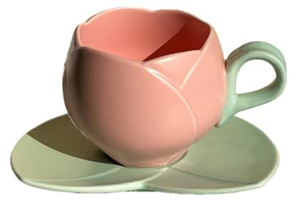 casstaly de té de cerámica con forma de flor de 300 ml, de café en forma de tulipán, de té de cerámica, alta Guality A
