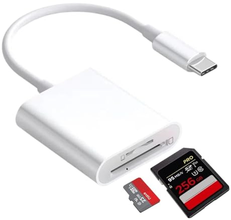 2 in 1 USB C SD Card Reader Type C Memory Card Adapter SD/TF Dual Fast Transfer Plug and Play Compatible with iPhone 15 16 17 iPad MacBook Android OTG Camera Viewer