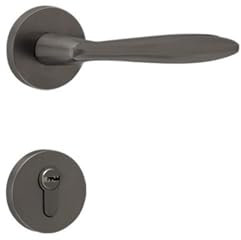 Serrure fendue en laiton simple serrure de porte intérieure en laiton serrure de porte de chambre à coucher poignée silencieuse magnétique serrure de porte en bois(Steelgraybrasssplitlock912-b)