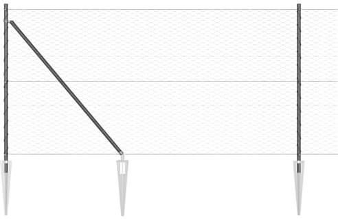 vidaXL hexagon stängsel med 13 spikstolpar 1x25 m galvaniserat stål