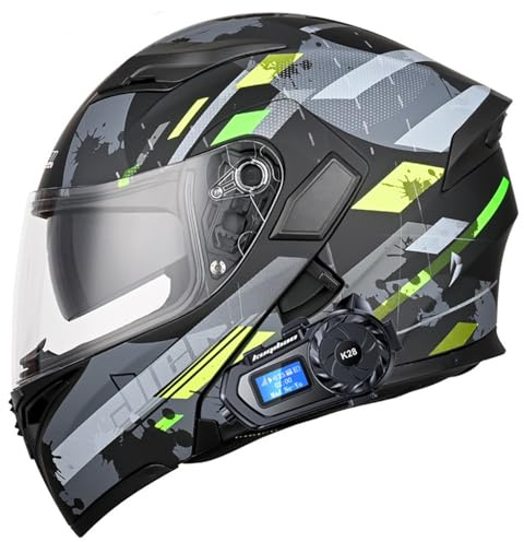 Modularer Motorradhelm Klapphelm mit Bluetooth Integrierter Roller Helm Motocross Helm ECEDOT Zertifiziert Modularer Integralhelm Doppelvisier for Erwachsene Damen Herren