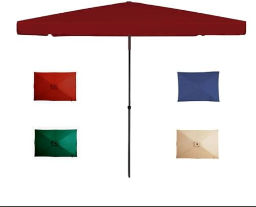 Parasol de terrasse rectangulaire réglable 2 x 2 m, 2,5 x 2,5 m, 3 x 3 m - Grand parasol de plage rectangulaire (bordeaux, 2,5 x 3,2 m) pour jardin, terrasse et protection solaire