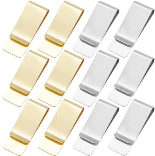 craspire 12 Stück 2 Farben Gold Schmale Geldklammer Edelstahl Geldklammer Für Männer Und Frauen Rechteckig Silberfarbenes Metall Kredit Und Visitenkartenetui Geldhalter Minimalistische Vordertaschen