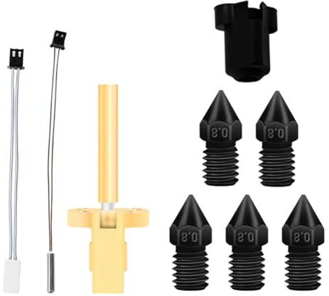 Fangxuee Kit de Extremo Caliente para Boquilla de Acero Endurecido IR3 V2, Termistor NTC100k, Tubo de Calentamiento, Bloque Calefactor de Garganta, Piezas de Impresora 3D de 0,8 mm.