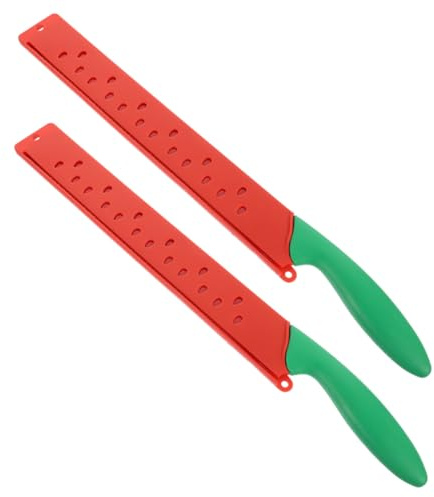 FIXOSHEE Cortador De Sandía De Acero Inoxidable Hoja Serrada Alargada, Cuchillos Para Cortar Pan y Frutas, Juego De 2 Piezas Para Uso Doméstico Cocina