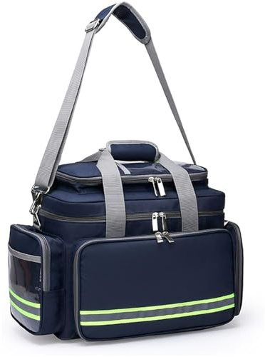 Trousse de premiers secours professionnelle avec séparateurs intérieurs amovibles pour soins médicaux d'urgence et santé à domicile, bleu