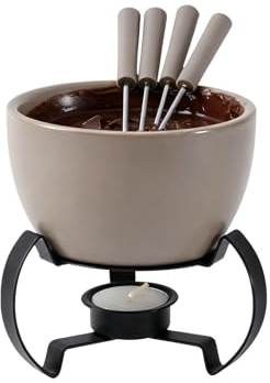 Juego de Fondue de Chocolate - Mini Olla de cerámica con Tenedores, Juego de Fondue de Chocolate con Taza | para Queso Postre hogar, Cocina, Oficina, de Picnic