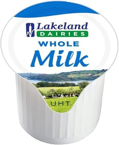 Lakkeland UHT Whole Full Fat Milk Pots – 12ml (Pack of 120) | Single-Serve Milk for Tea, Coffee, Catering & Office Use | Long Shelf Life & Convenient Portion Control