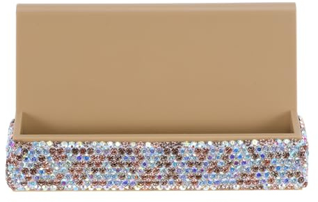 Artibetter Strass Visitenkartenhalter Gold mit Kristallen Visitenkartenständer für Schreibtisch Stabiler Kartenhalter Büro Meeting