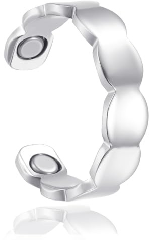 Zolkamery Vital Ring, 2026 Neu Silber Magnetring für Damen, Anti Anxiety Ring mit Magnete, Einfach/Blume/Herz/Wellen Verstellbar Vitalring für Besseren Schlaf, Magnet Ring zur Gewichtsabnahme