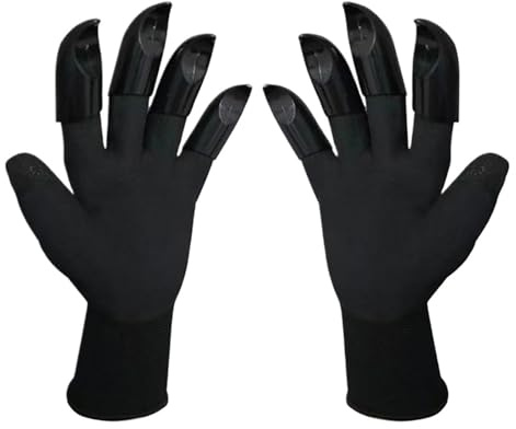 SMTYXS Gartenhandschuhe Mit Krallen, ABS-Kunststoff, Garten-Gummihandschuhe, Gartenarbeit, Graben, Pflanzen, Langlebig, Wasserdicht, Arbeitshandschuh For Den Außenbereich Starker Griff(Black)