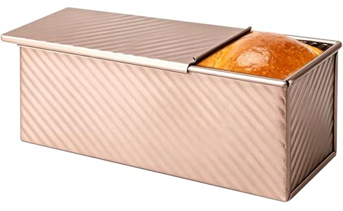 ESYFOR Moldes para Pan con Tapa Antiadherente, Caja para Tostadas Masa de 1000g Rectangular Acero Al Carbono Gran Capacidad Molde Para Pan de Molde para Hornear Pasteles Tostar Pan