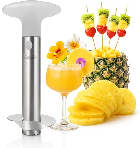 Pineapple Cutter Slicer and Corer, Upgraded Stainless Steel Pineapple Cutter & Pineapple Corer with Reinforced Sharp Blade, Multifunctional Fruit Peeler and Slicer Tool for Home & Kitchen（Clear）