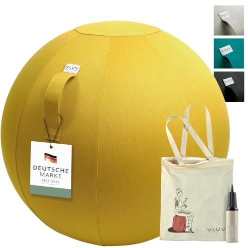 VLUV® BOL LEIV Sitzball Büro ergonomisch - Gymnastikball mit Stoffbezug & Wegrollschutz - Bürostuhl Alternative für Home Office, Rücken Training & Schwangerschaft