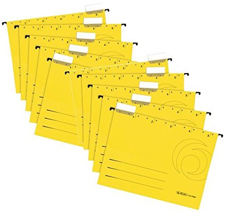 10er Set Herlitz 5874672 Hängemappe A4 UniReg farbig gelb zu 5er im Polybeutel Kraftkarton, 230 g/qm (Hängemappe | 10er Set, gelb)