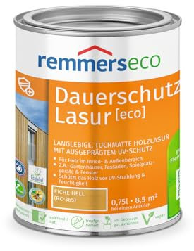 Remmers Dauerschutz-Lasur [eco] eiche hell, 0,75 Liter, Langlebig, ausgeprägter UV-Schutz, für innen und außen, Schutz vor UV-Strahlung & Feuchtigkeit