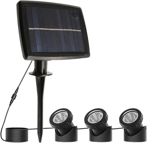 SUAVER Solar Spotlight Licht, Unterwasser Scheinwerfer LED Teichbeleuchtung Solar Gartenleuchte wasserdicht Landschafts beleuchtung für Garten,Brunnen,Terrasse,Liegewiese (Weiß)