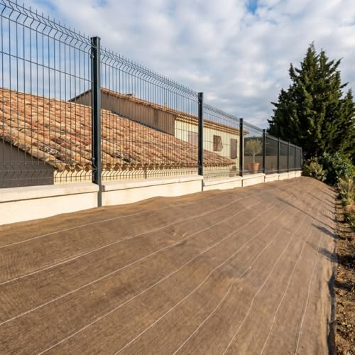 Grande Largeur 3,3m - 130gr m2 Toile de paillage Marron tissée Anti Mauvaises Herbes - Longueur 10m - Bache - Geotextile