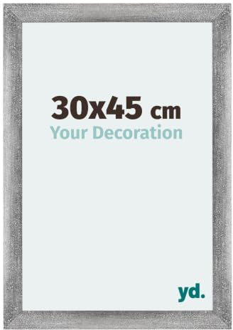 yd. Bilderrahmen 30x45 cm Grau Gewischt - Holz Rahmen Mura | Your Decoration, Acrylglas aus Kunststoff, Wandmontage, Geeignet für Fotos, Poster und Puzzles, Made in Holland