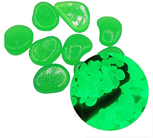 Momola Home Pierre Lumineuse, 300 Pcs (13MM-17MM) Galet Lumineux Cailloux Gravier Artificiels Pierres Décoratives dans la Nuit pour Jardin Extérieur Aquarium Passerelles Piscine Chemin Pelouse (Vert)