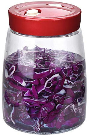 Demeuble Fermentation Jar 1.4L Wide Mouth Glass Mason Jar with Air Release Value for Sauerkraut Kimchi Pickles Yogurt Preservation