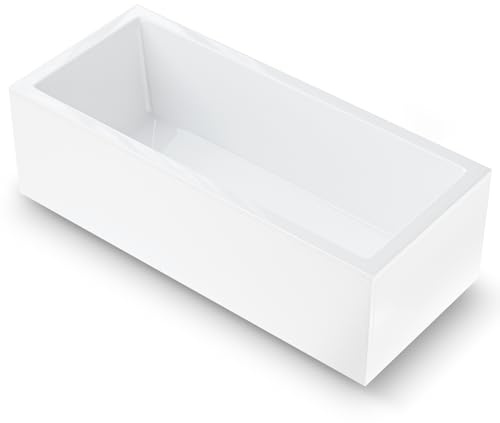 AQUADE Acryl Badewanne 170x75 Modell: Neu Ulm - Weiß Badewanne Komplettset 170x75 - Badewannen mit Wannenfüßen + Schürze