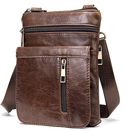 leder schultertasche herren klein, Handytasche zum umhängen herren, Wasserdicht Multifunktional Messenger Tasche Business Handyholster mit Schulterriemen Brieftasche Geldbörse Sporttasche Reisetasche