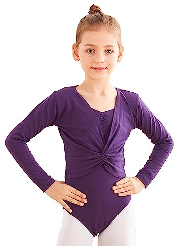 Kiench Mädchen Ballettjacke Langarm Gymnastik Tanztops Baumwolle Ballettkleidung