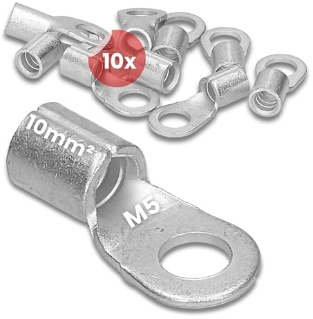 Kalitec 10x Quetschkabelschuh 10mm² M5 - Unisoliert nach DIN 46234