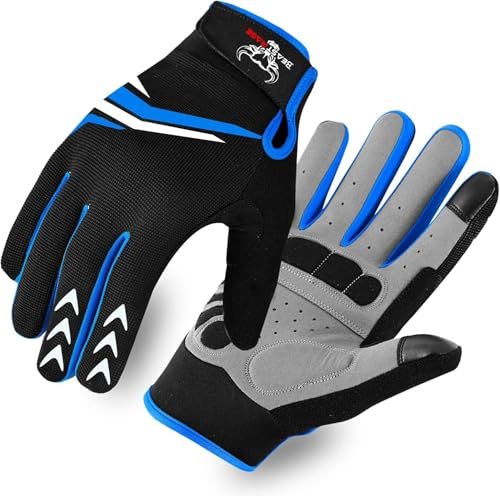 BEAST RAGE Vollfinger-Radhandschuhe mit Polsterung für Männer und Frauen, rutschfest, stoßdämpfend, atmungsaktiv, Touchscreen Mountainbike-Handschuhe für BMX, MTB-Rennen, Straßenrennen