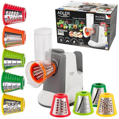 ADLER EUROPE AD4815 Hachoir électrique à légumes, râpe à 5 pointes y compris râpe, puissance 150 W