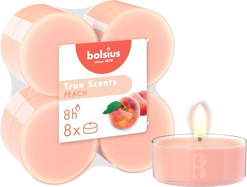 Bolsius True Scents 8 candele Maxi-Light Anit Tabacco 8 ore di combustione per candela, pesca
