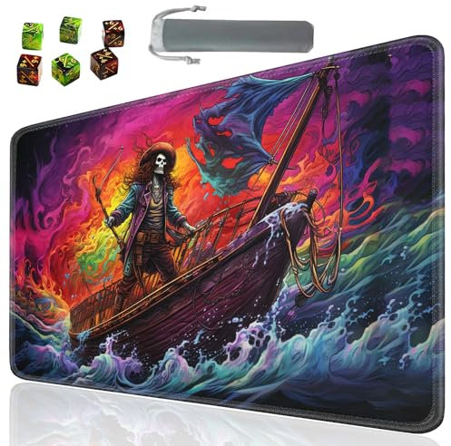 SOTWONSO Brettspiel für TCG Playmat Tischmatten Spiele Größe 60 x 35 cm Mauspad kompatibel für MTG RPG CCG Sammelkartenspiel Spielmatten mit 6 Würfeln (Playmat 89)