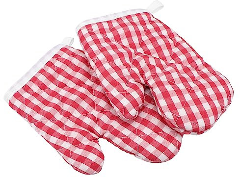 OUNONA 6stücke Junge Mädchen Backhandschuhe Hitzebeständige Ofenhandschuhe Für Mikrowelle Und Backen Für Kleine Bäcker Mit Süßem Karomuster Flexibel Und Komfortabel Zum Schutz Vor