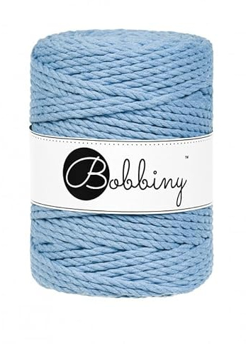 Bobbiny Oeko-Tex Premium Makramee Garn aus ökologischer Baumwolle 5 mm x 100 m 3fach gedreht (Perfect Blue)