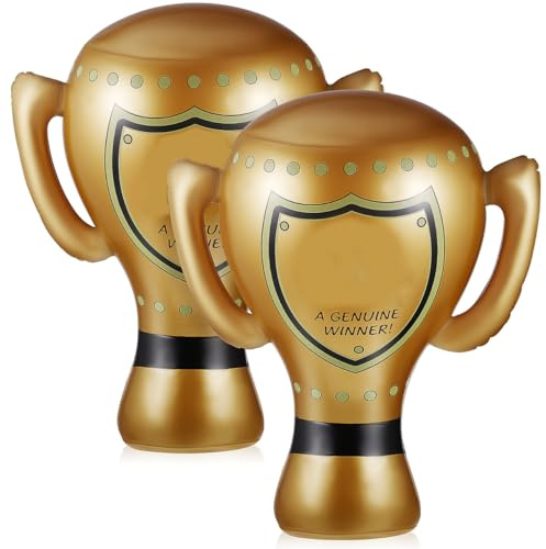 KOMBIUDA 2Stücke Aufblasbare Pokale mit Griffen Goldene Trophäen für Spiele Klassenzimmer Aktivitäten und Party Dekorationen Perfekt für Wettbewerbe und Feiern