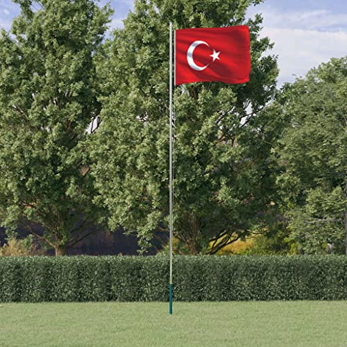 Rantry Asta e Bandiera Turchia 6,23 m Alluminio, Mobili da Giardino, Decorazione da Mobili per Giardino Esterni