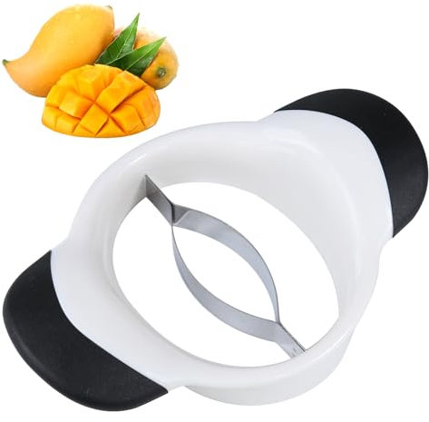 Mango Slicer,Mango Splitter, Peeler & Pit Remover Tool - Mango Cutter with Stainless Steel Microblades - Dishwasher-Safe Fruit Slicer (White)