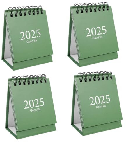 SEWACC Tischkalender Klein 4 Stück Tischkalender 2025 Agendakalender 2024 Aufklappen Tischstehender Monatlicher Memo- Jahreskalender 2025 Mini-stehpult Mini-tischkalender Papier