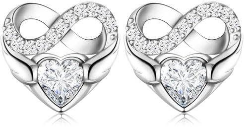 CERSLIMO Ohrstecker Herz 10mm Silber 925 Stecker AAA Zirkonia Infinity Unendlichkeitszeichen Ohrringe für Damen Freundin Mädchen Mama