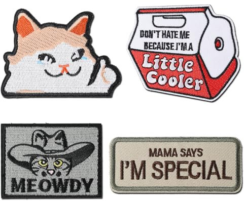 GTOTd Funny Meme Patch Klett (4 Stück) Aufnäher mit Klettverschluss, lustig DIY Applikationen Zubehör für Rucksäcke Hüte Jacken Jeans Taschen