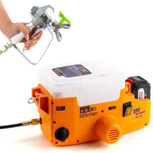 ylpddmm Pistola a Spruzzo Elettrica,Verniciatore a Spruzzo a Batteria 500W 1700ML,Pompa Irroratrice a Batteria Pitture murali, Vernici e smalti, Protezione del Legno e dalla corrosione,Orange