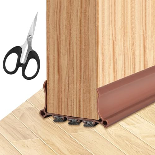 Alovez Zugluftstopper für Türen 100cm, Tür Luftzugstopper Türbodendichtung Türdichtung Unten mit Türbesen und Schere für 3,5-5,5cm Dicke Türen und Spalt Unten von 0,3-2cm (Braun)