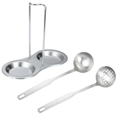OFFSCH Cucharas Sopera Acero Inoxidable Cazo Para Sopa Mango Con Rejilla Orificio Para Colgar Almacenamiento Fácil