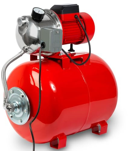 EBERTH Hauswasserwerk 3600 L/h Förderleistung, 5 bar Förderdruck, 750W, Pumpe mit Druckschalter für Automatikbetrieb, selbstansaugend, 9 m Ansaughöhe, 40 m Förderhöhe, 50 L Druckkessel Lackiert Stahl